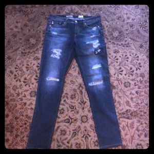Faux distressed jeans